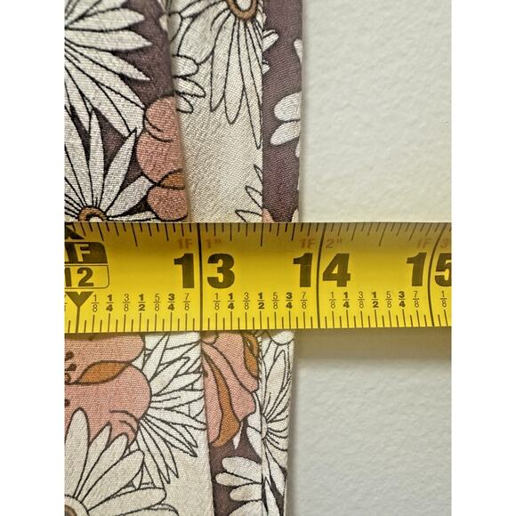 Forever 21 Women’s Floral Long Sleeve Mini Dress Size S Daisy Print Boho 70s - Picture 4 of 7